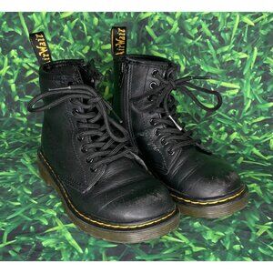 Dr. Martens 1460 J Black Leather Side Zip Ankle Combat Boots Toddler Size 12 US